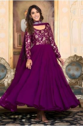 Zari Georgette Gown Dress in Wine GW1002