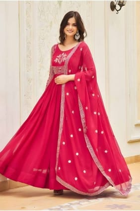 Georgette Gown Dress with Embroidered GW1003