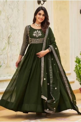 Mahendi Embroidered Georgette Gown Dress GW1004