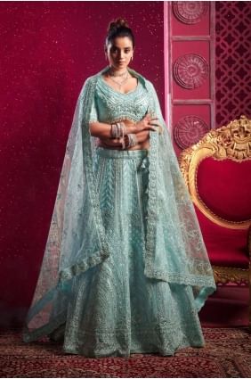 Sky blue Lehenga Choli in Net with Sequins LC8100