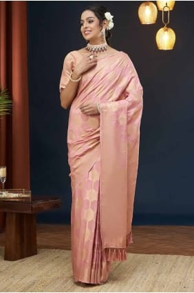 Cream Saree with Weaving Silk SR27589