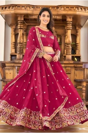 Rani Faux georgette Thread Lehenga Choli with Dupatta LC8118