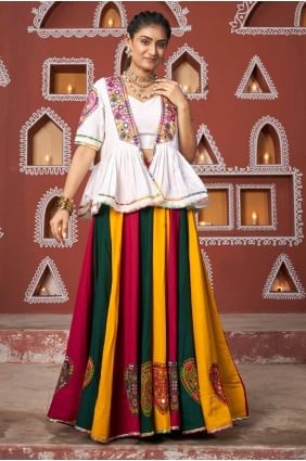 Multicolor Embroidered Rayon Lehenga Choli LC8124