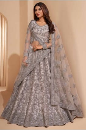 Grey Net Thread Lehenga Choli with Dupatta LC8127