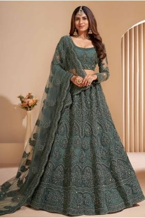 Sage Lehenga Choli in Thread Net LC8128