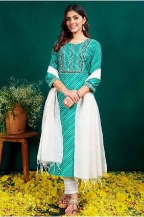 Rama Straight Pant Suit with Printed Rayon SK155043