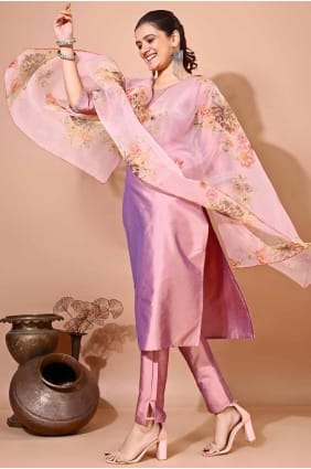 Silk Kurti in Off pink with Embroidered KTI2614