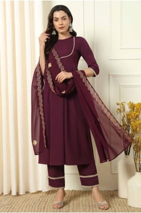 Lace Straight Pant Suit in Wine Crepe SK155052