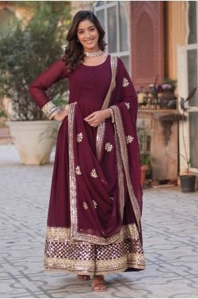 Bemberg Gown Dress with Embroidered GW1074