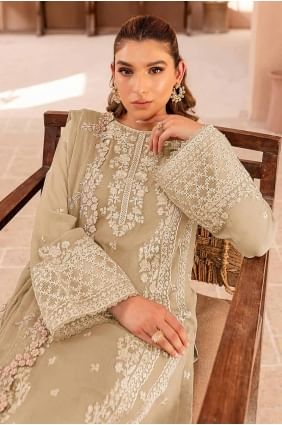 Georgette Eid Salwar Kameez with Embroidered in Cream SK155087