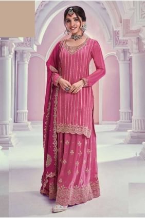Pink Sharara Suit in Embroidered Chiffon SS1223