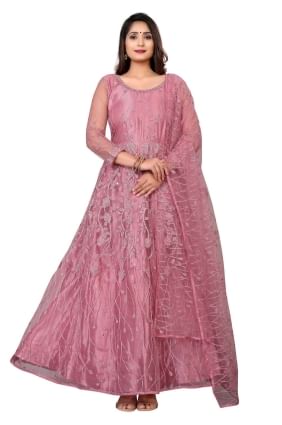 Dusty Eid Anarkali Suit in Embroidered Net AS3476