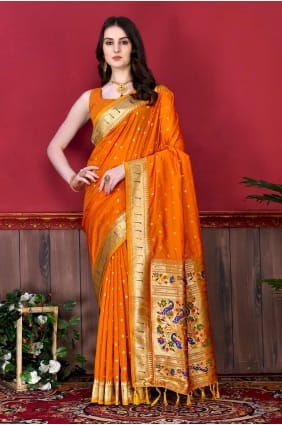 Weaving Yellow Saree in Silk SR23949