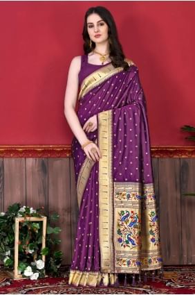Saree with Purple Weaving Silk SR23952