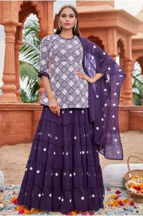 Georgette Sharara Suit in Multi with Dupatta SS0970
