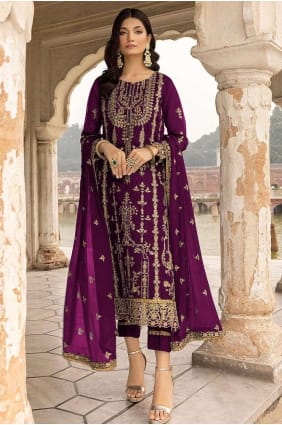 Eid Salwar Kameez in Purple Georgette with Embroidered SK152887