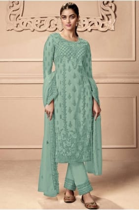 Light green Salwar Kameez with Embroidered Net SK152912