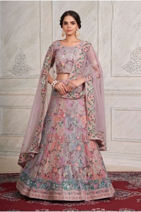 Soft net Wedding Lehenga Choli in Purple with Thread LC6592
