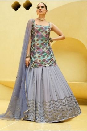 Wedding Lehenga Choli in Lavender Chinon chiffon with Embroidered LC6616