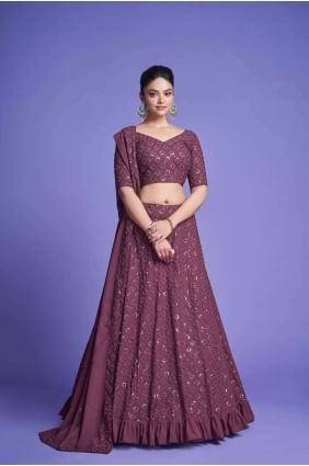 Embroidered Georgette Lehenga Choli in Mauve LC6639