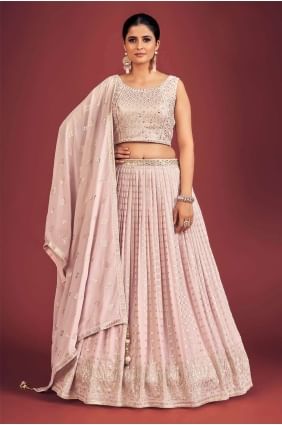 Mirror Lehenga Choli in Lavender Georgette LC6696