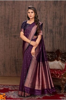Purple Weaving Saree in Satin SR24506