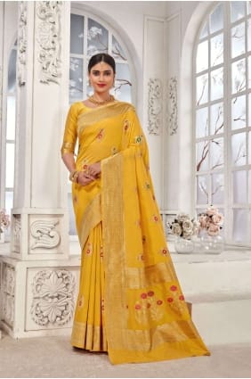 Banarasi Saree in Banarasi silk with Yellow Weaving SR24526