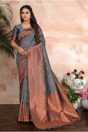 Grey Weaving Banarasi silk Banarasi Saree SR24546
