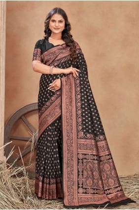 Weaving Banarasi silk Banarasi Saree in Black SR24555