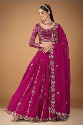 Georgette Wedding Lehenga Choli with Embroidered in Magenta LC6835