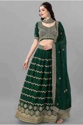 Wedding Lehenga Choli in Embroidered Green Georgette LC6847