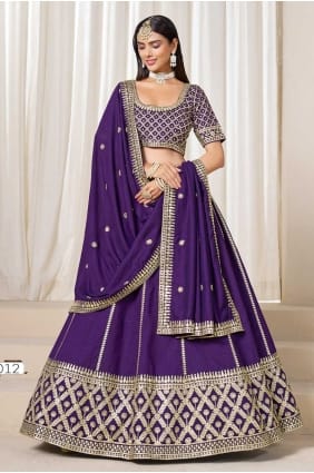 Purple Art Silk Embroidered Lehenga Choli in Rich Fabric LC8675