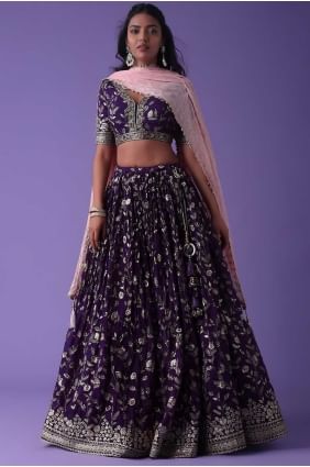 Purple Lehenga Choli in Georgette with Sequins LC8585