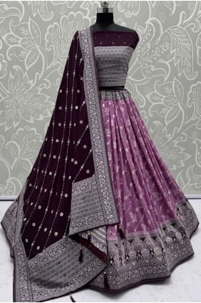 Purple Georgette Lehenga Choli with Intricate Embroidery LC8666
