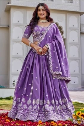 Purple Lehenga Choli in Crepe with Sequins LC8946