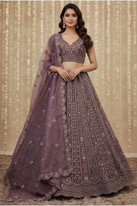 Purple Net Thread Lehenga Choli with Dupatta LC8908