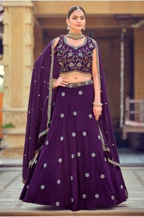 Purple Lehenga Choli with Embroidered Georgette LC8818