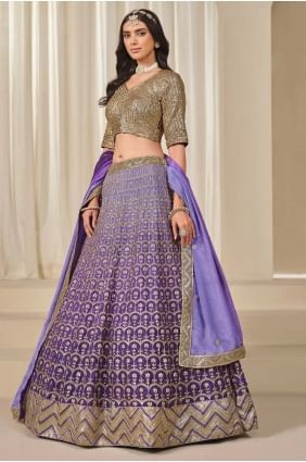 Purple Lehenga Choli in Silk with Embroidered LC8587