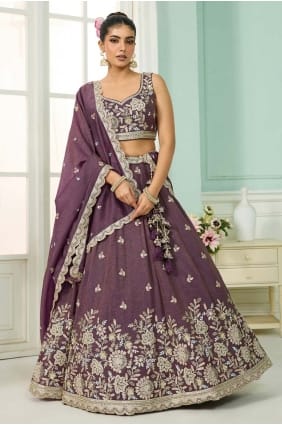 Purple Tissue Embroidered Lehenga Choli with Dupatta LC8788