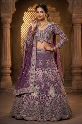 Dusty purple Sequins Lehenga Choli in Net LC9082