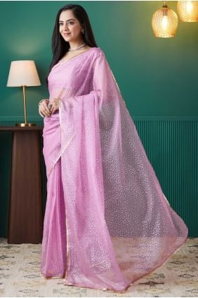 Rich Printed Saree in Purple Organza SR28722