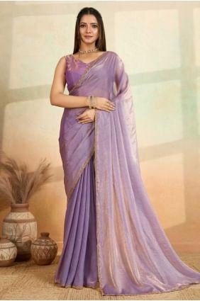 Rich Satin Purple Saree in Embroidered SR28707