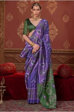 Purple Silk Saree with Embroidered SR29556