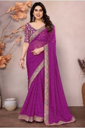 Soft Saree in Purple Georgette with Embroidered SR28695