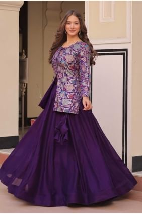 Silk Lehenga Choli in Purple with Weaving LC8518