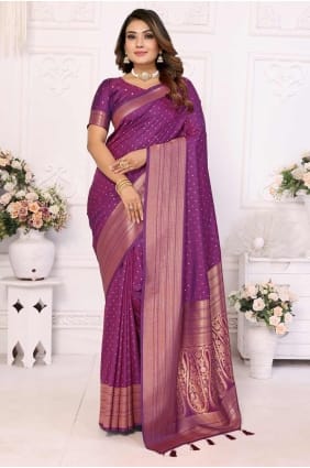 Purple Weaving Saree in Silk SR28364
