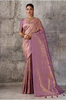 Zari Silk Saree in Purple SR30101
