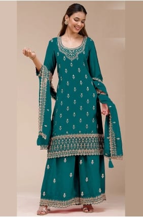 Georgette Rama Palazzo Suit in Embroidered PZ4405