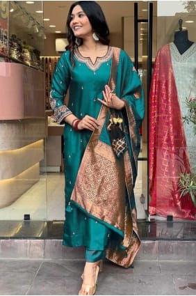 Rama Embroidered Eid Salwar Kameez in Cotton SK156014