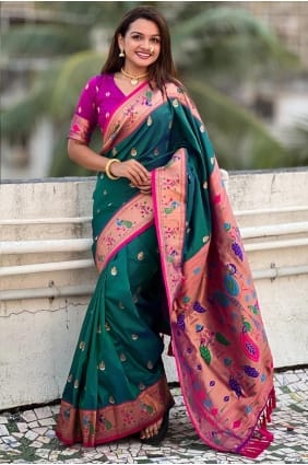 Weaving Silk Rama Saree with Blouse SR29388